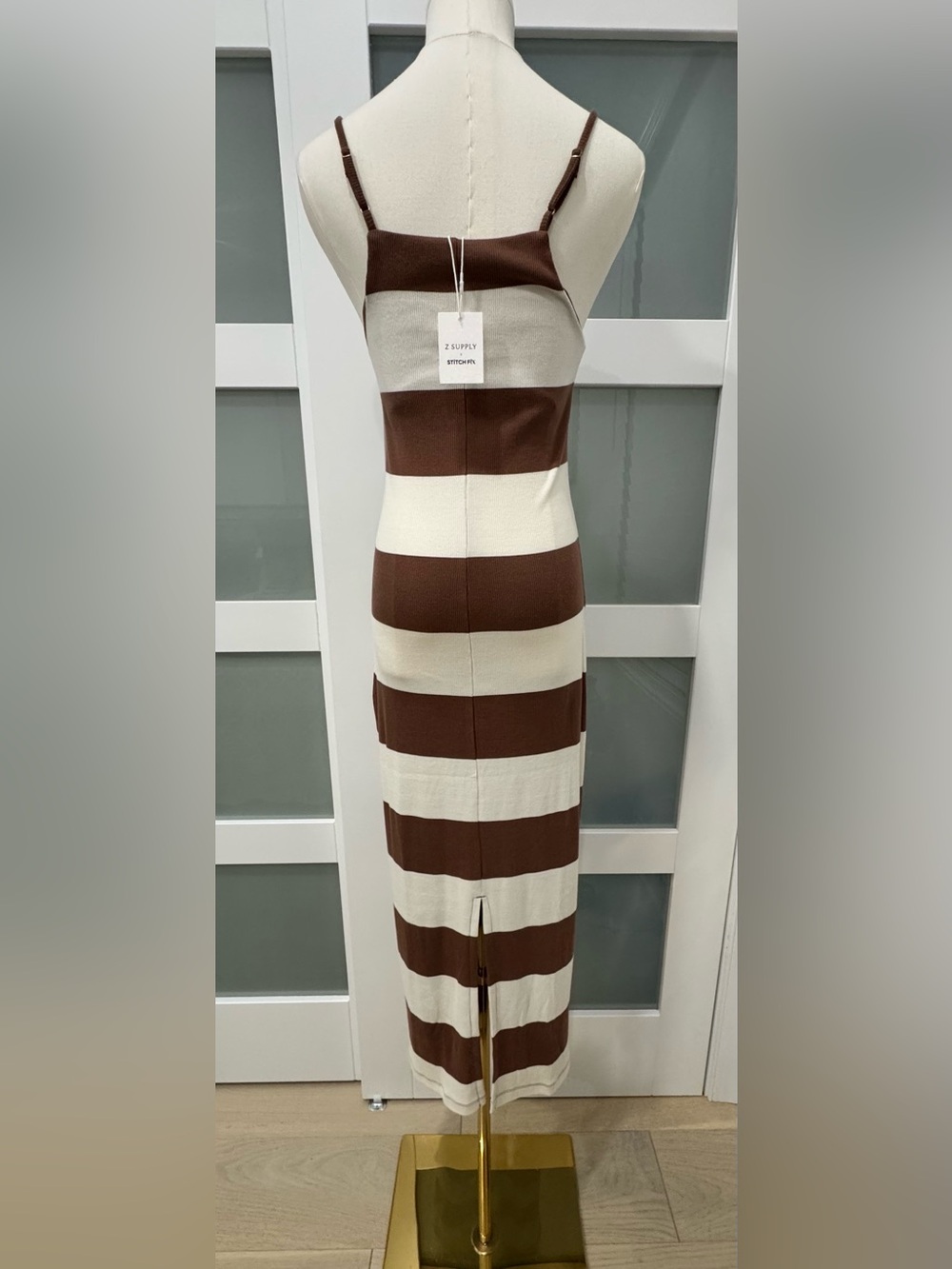NWT🔖 Z Supply Hailey Midi Dress Brown Cream Stripe NWT XS $98 - Picture 9 of 11